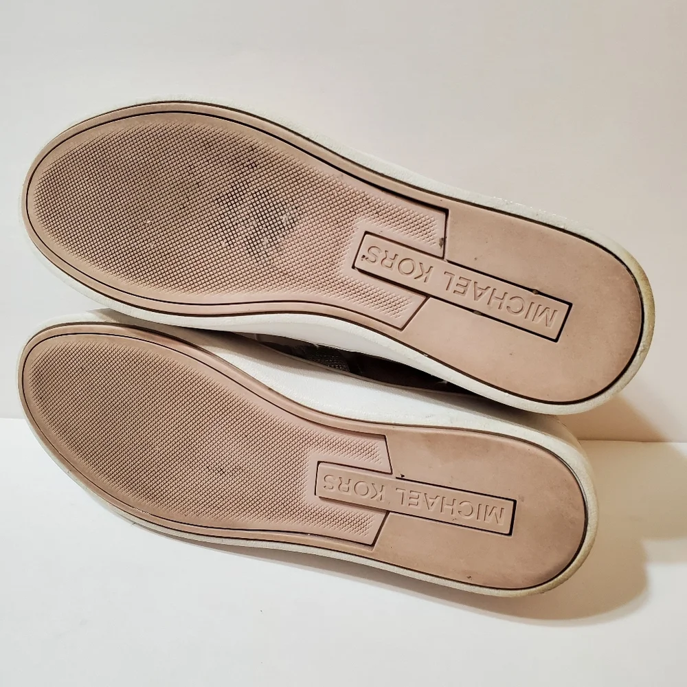 Michael Kors Keaton Stripe Metallic Mixed Leather Sneakers